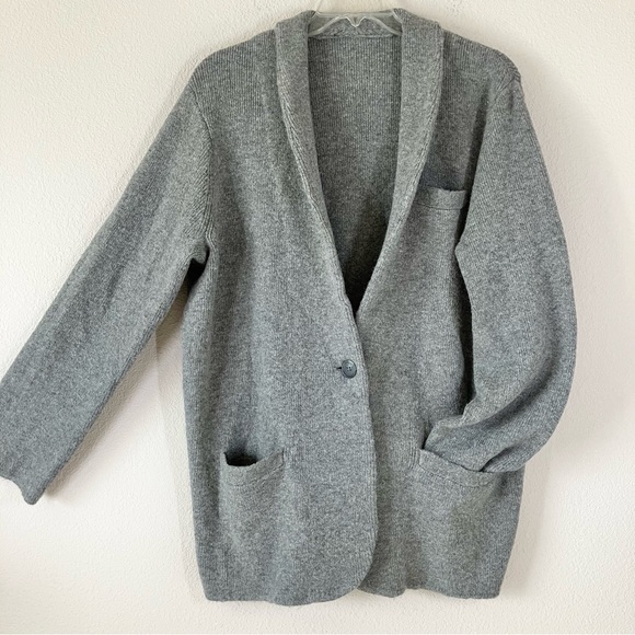 J CREW Cocoon Cardigan Wool-blend Coatigan Pockets Academia Preppy Gray XL - Picture 11 of 11